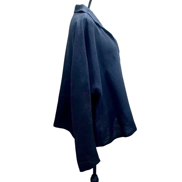 COMPANY ELLEN TRACY BLACK LINEN QUARTER ZIP TOP - Picture 3 of 12